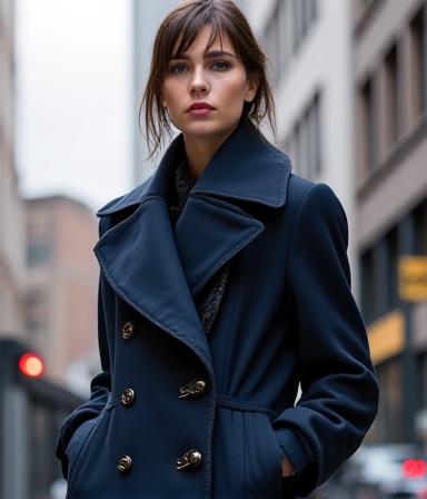 Cappotto con rever asimmetrico in lana cotta